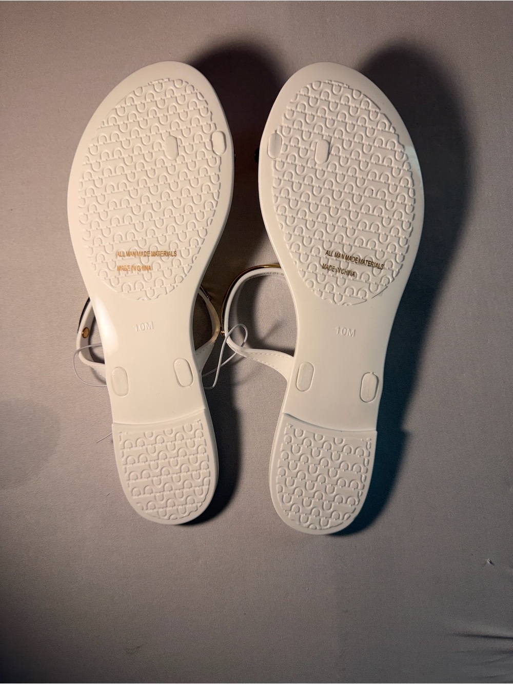 Dolce Vita White Sandal Slides with Gold Accent - Picture 2 of 2
